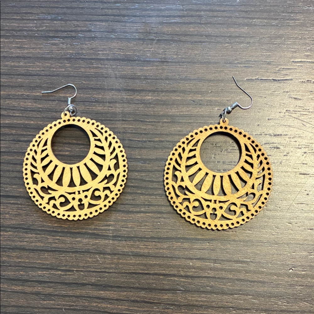 Elegant Wooden Hoop Earrings